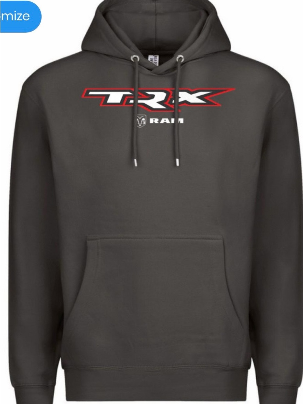 TRX Ram Logo Hooded Sweatshirt - Charcoal with Red/White Logo Large